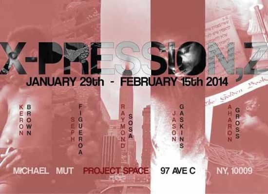 Image of poster advertising X-PRESSION,Z photography exhibition at Michael Mut project space, Lower East Side, New York